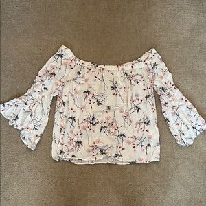 Lucky Brand Cream Floral Off-Shoulder Blouse